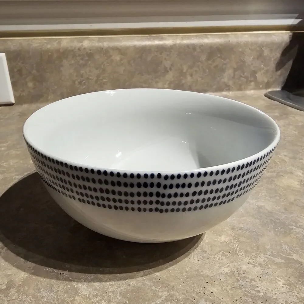 West Elm Dotted Blue Soup Cereal Rice Bowl Discontinued 6